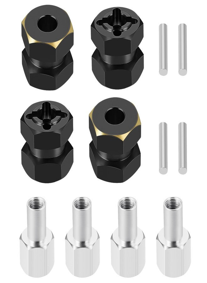 MORFUM 4PCS RC Hex Hub 12mm Brass Wheels Hex Hub 12mm/15mm Offset Extension Black Hex Drive Adapter Combiner Coupler Conversion Compatible with 1/10 RC Crawler Axial SCX10 90046 D90 Upgrades (12mm) - Image 1